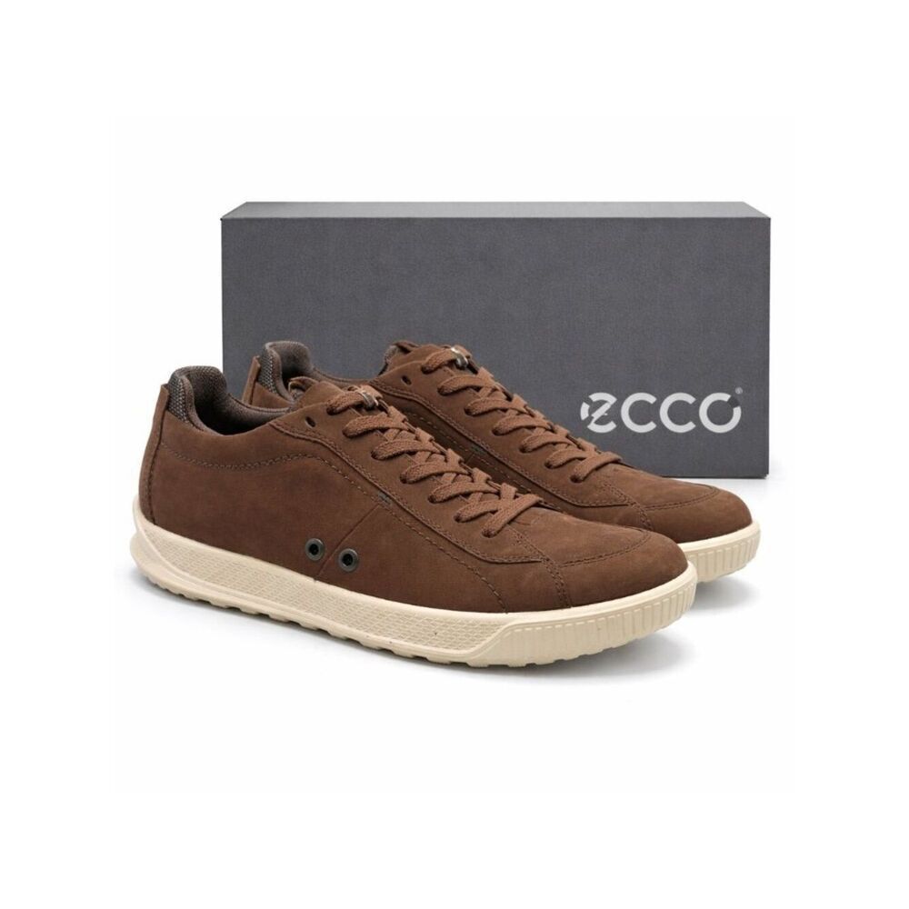ECCO Byway Men’s Leather Sneakers EU 41 US 7-7.5 Cocoa Brown Comfort Shoes New